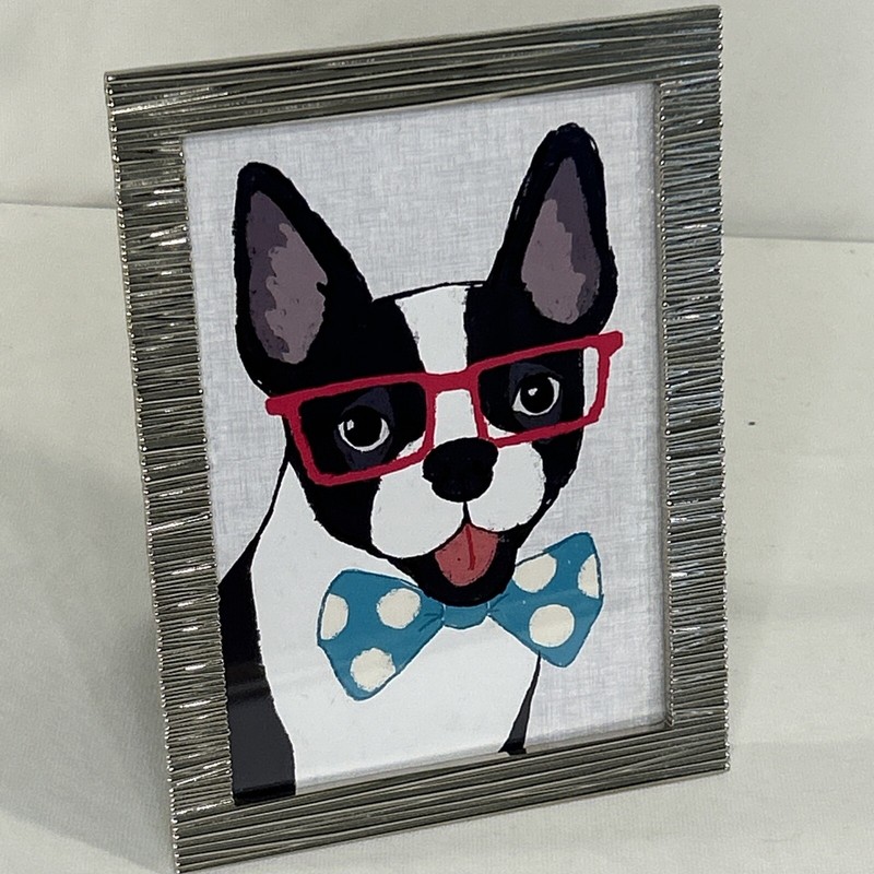 French Bulldog, Boston Terrier Portrait W/ Glasses Funny 5 x 7 Framed Print