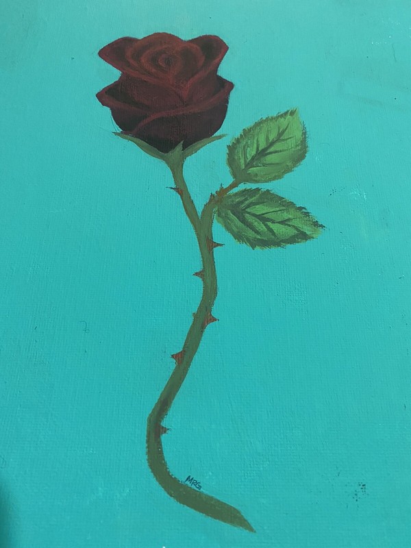 TEAL 16x12in. Acrylic Realism Red Rose Canvas Painting Wall Art Decor gallery