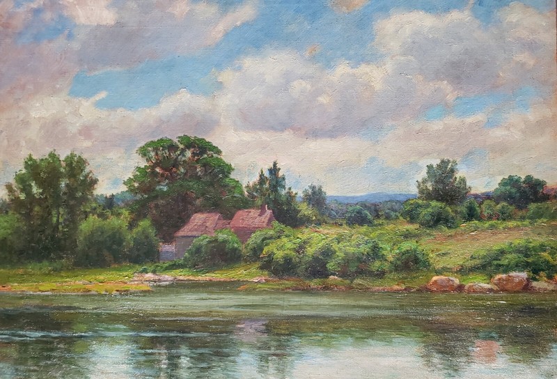EDMUND ELISHA CASE (1844-1919) Antique Oil Painting New England Rural Landscape