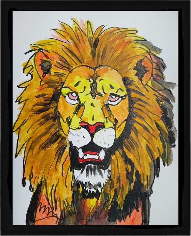 Expressionism/Abstract 11×14 Lion Hand Made one of a kind Art Painting
