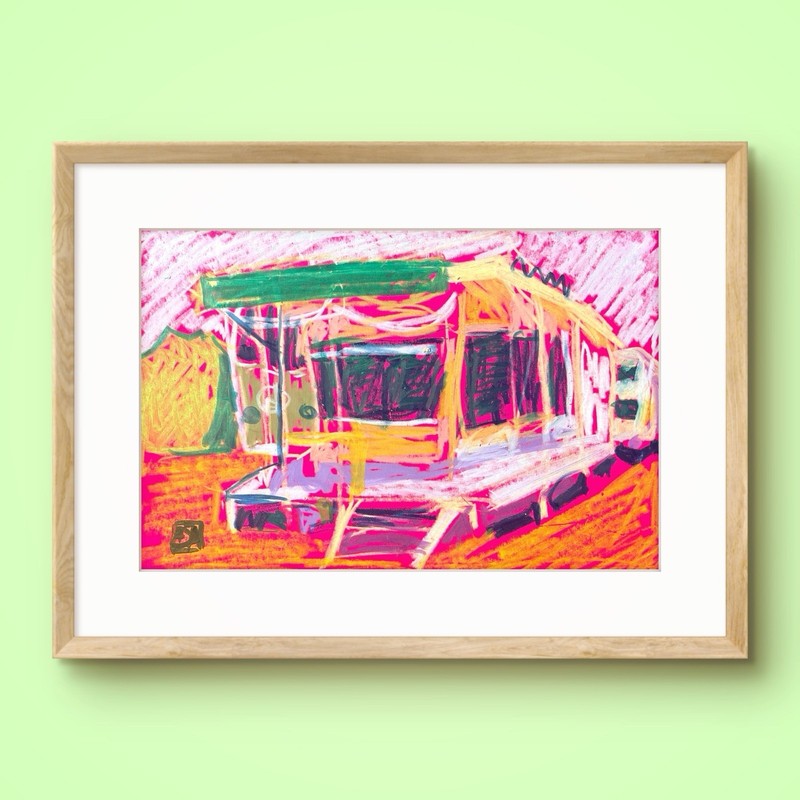 Bruny Island Caravan Tasmania Shack 11x16cm Drawing On Paper Original Colour