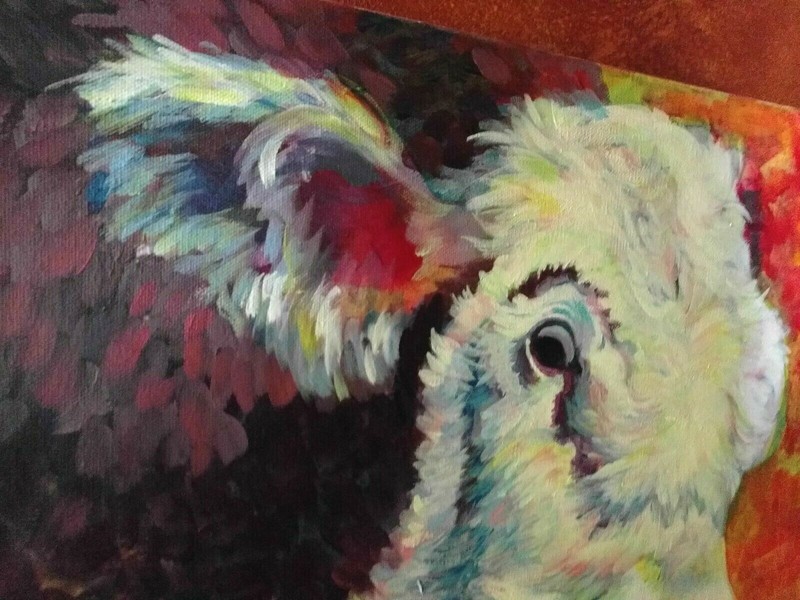 Acrylic painting of a cow on high quality canvas 20" x 16" x 1.5" gallery