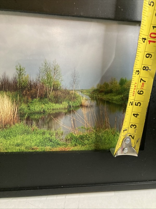 Framed Landscape Photo Of Marsh Stream Grasses Reeds Trees Green-Yellow-Blue Hue gallery