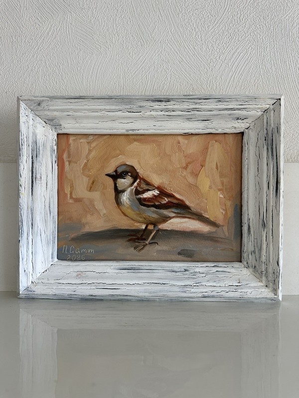 original oil painting Sparrow 18х24см Wall Art Little bird Gift Fine Art