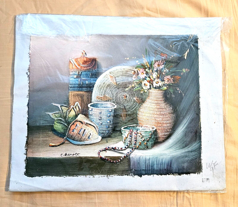 Charles Benolt Signed Native American Still Life Oil On Canvas gallery