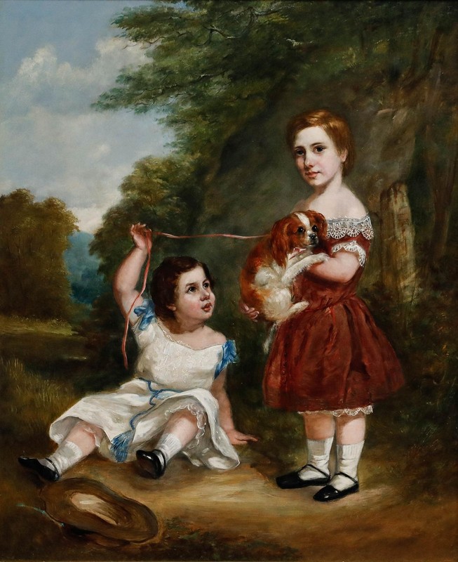 Mid 19th Century Oil - Children and Spaniel gallery