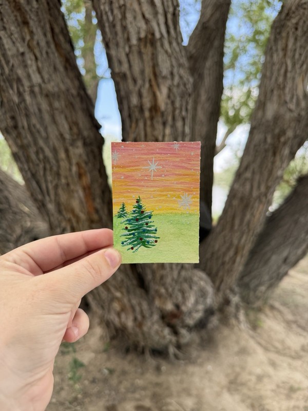 ACEO Original landscape art, Mixed media mini painting~ Light Begingings gallery