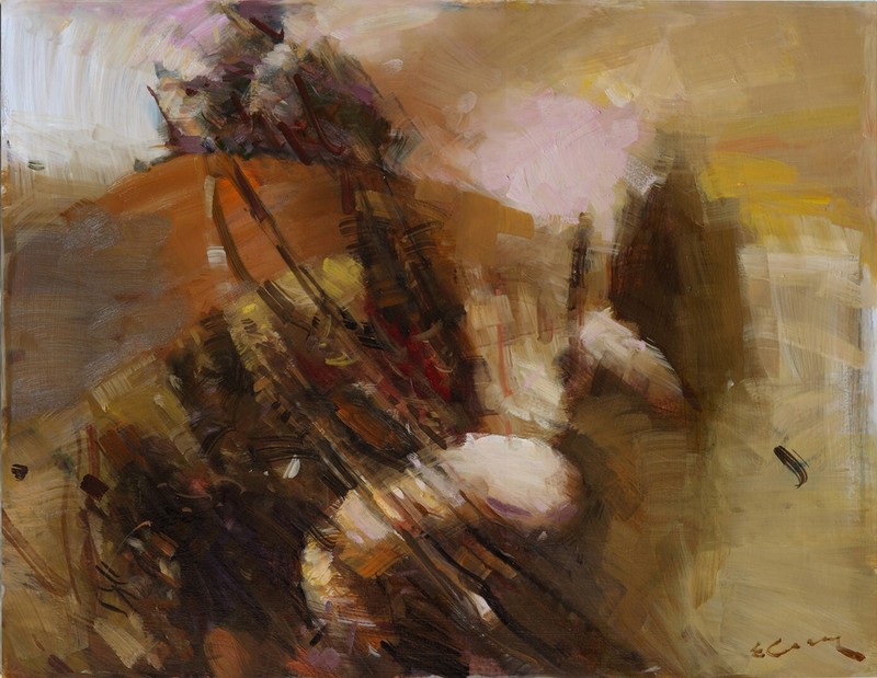 Original abstract Oil Painting on Paper Signed