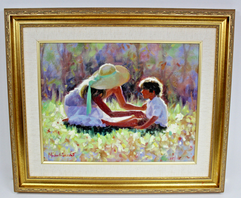 MICHAEL VINCENT LIMITED EDITION GICLEE ON CANVAS 23” MOM SON SIGNED