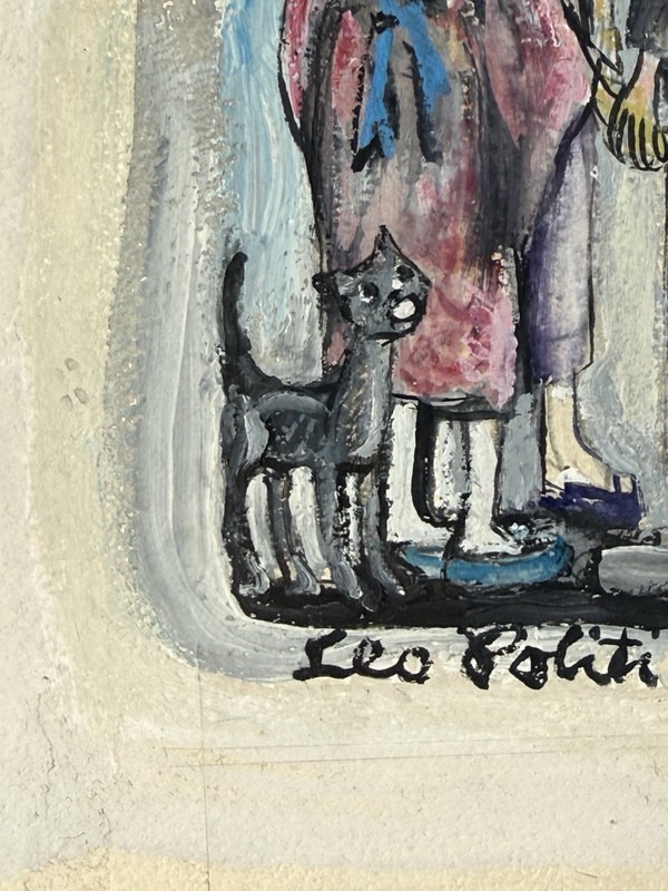 Vintage 1970 Leo Politi Meiko Illustration Study Watercolor Painting Art Framed gallery
