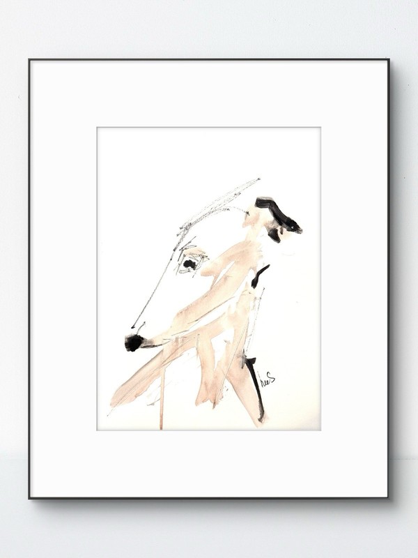 Original Abstract Expressionism 9×12 Dog Paper Drawing Handmade Signed Art 22