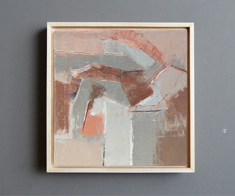 Abstract Textured Landscape Oil Painting, Earth Tones Small Framed Wall Art gallery
