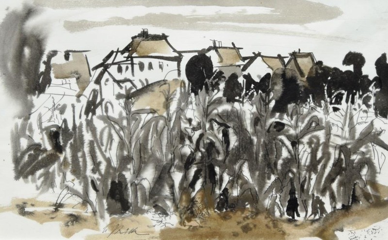 Karl Schricker 1912-2006 Bayreuth/ink «motif from the Upper Main Valley» signed