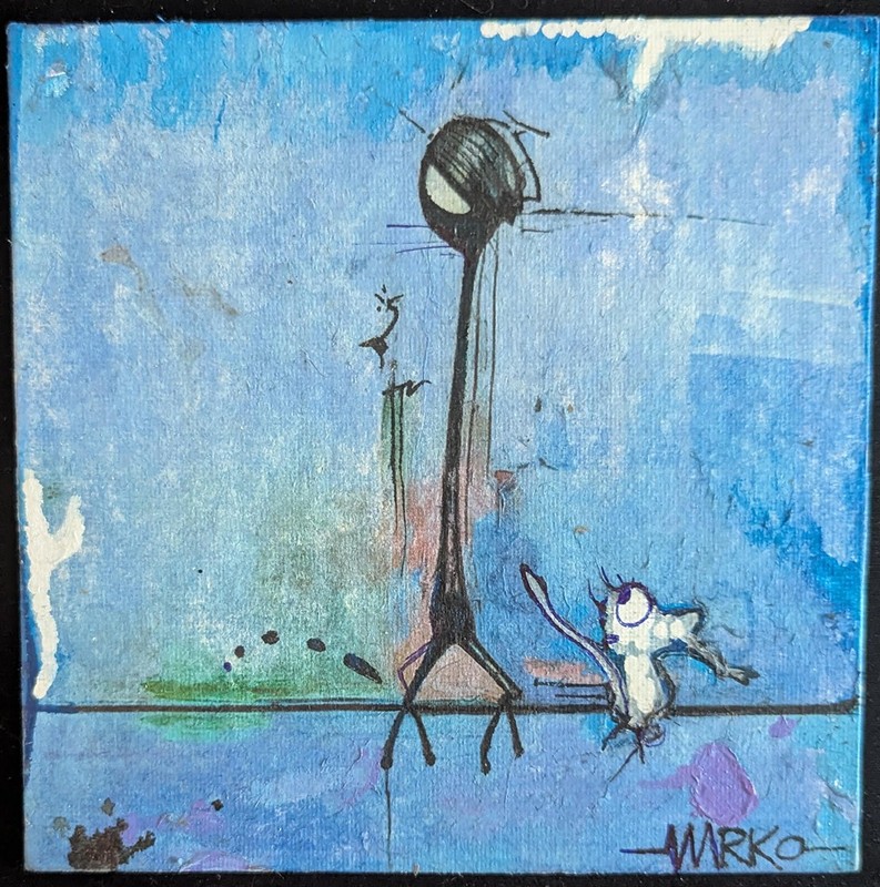 «Go Away Kid» Character Painting Outsider Pop Surreal Art | 6″x6″ RMarko