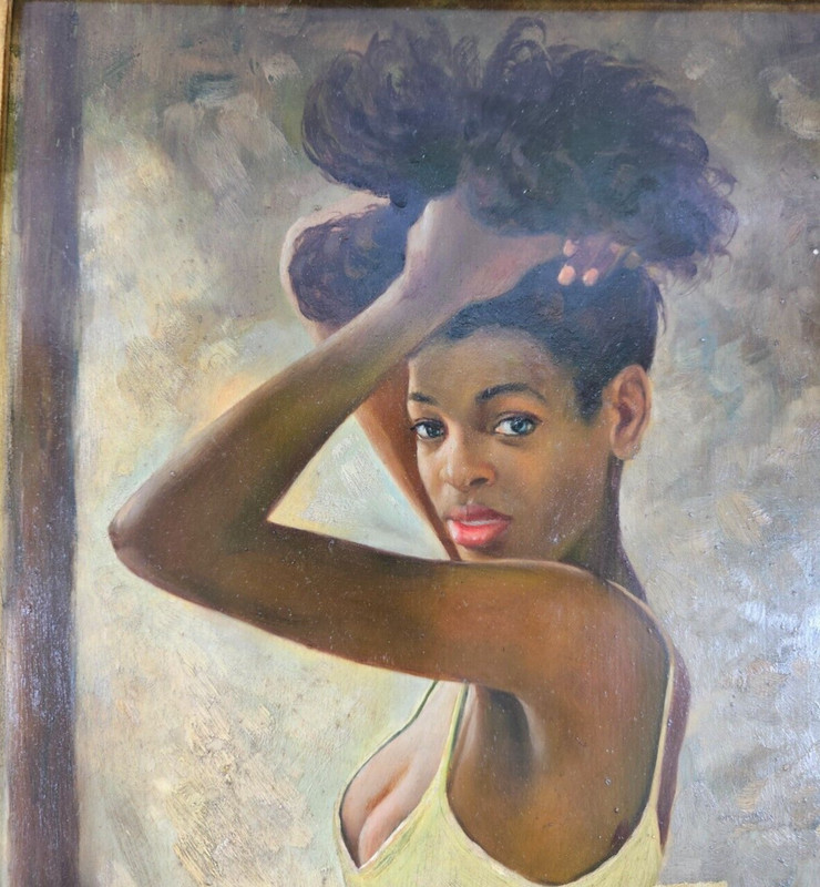 N. Henry Bingham American Portrait Oil Painting in Frame African American Woman gallery