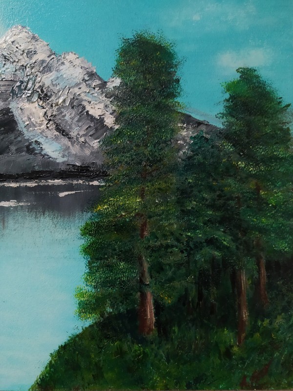 Original oil painting Lake in the mountains  40 x 30 cm Landscape gallery