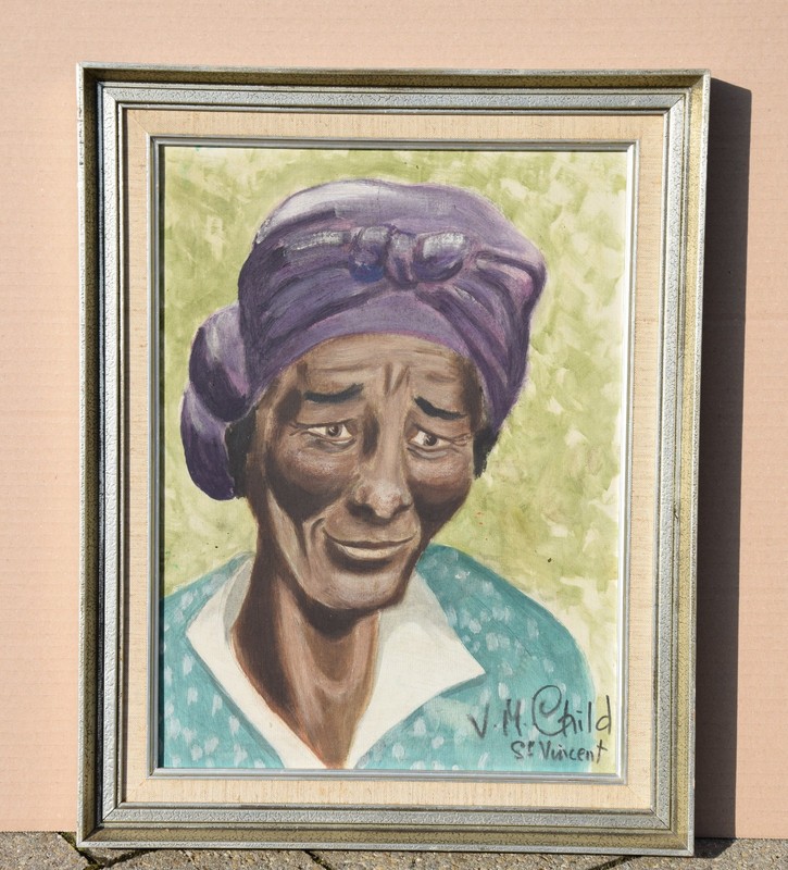 Vivian Child 1920-2016 St. Vincent / Painting 1970 "The Good Neighbour..." Caribbean gallery