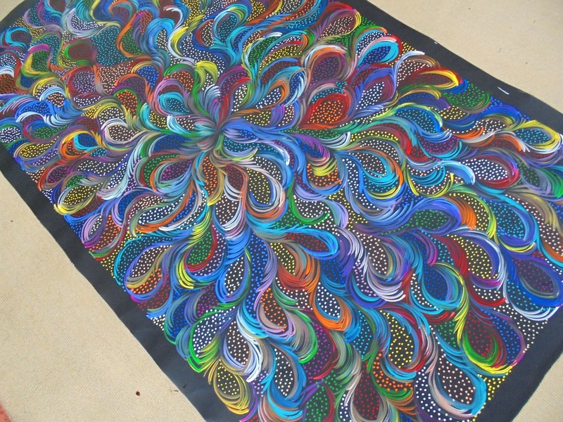 SELINA NUMINA 175 x 70 cm Original Aboriginal Painting. Bush Medicine Leaves