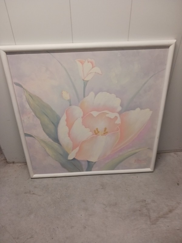 L. Swan Large Framed Signed Realism Floral Painting on Canvas Nature Art