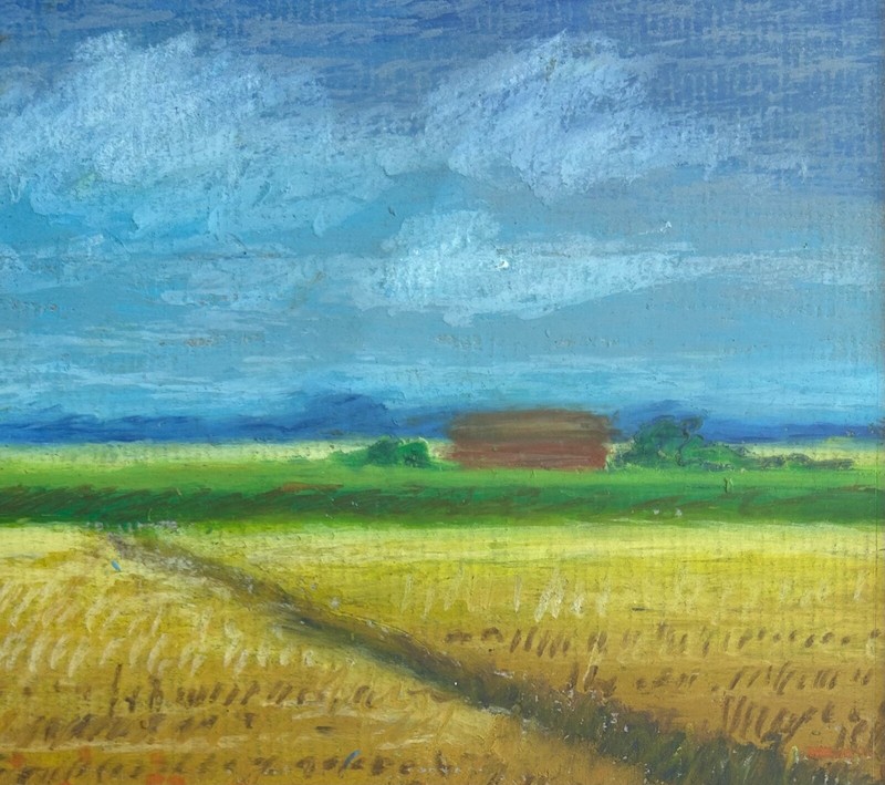 Helen Webber - original, signed, framed pastel on paper "Cornfield with poppies" gallery