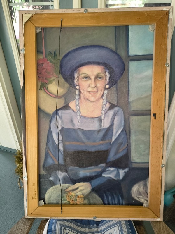 double sided versovecto painting with Hulda Gibson and Jeanne Hudson Henderson