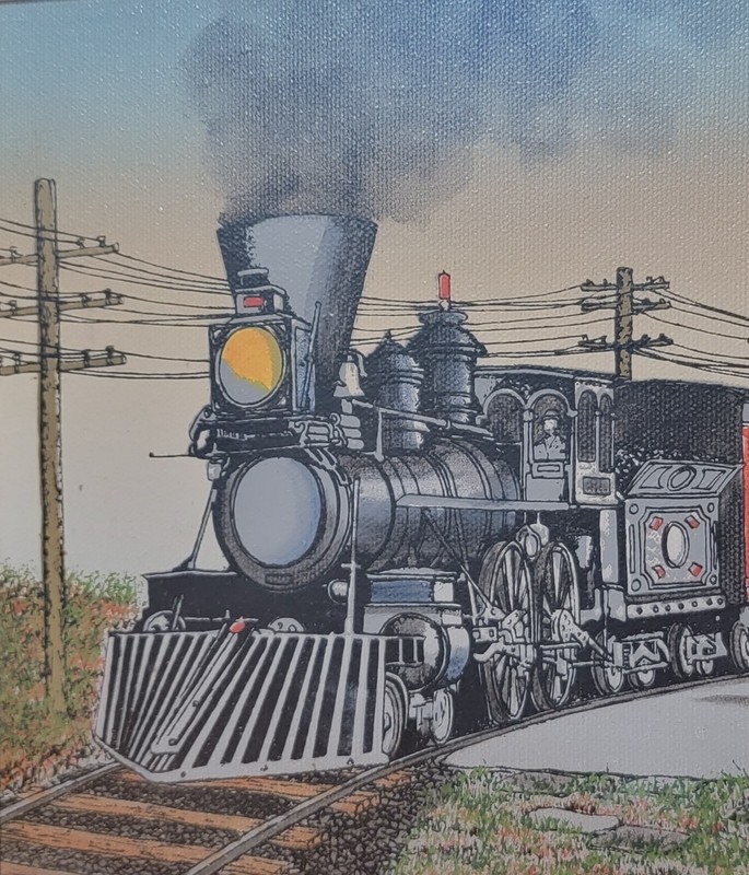 Original H. Hargrove Rail Road Terminal Oil On Canvas Evanston Central 10x8 gallery