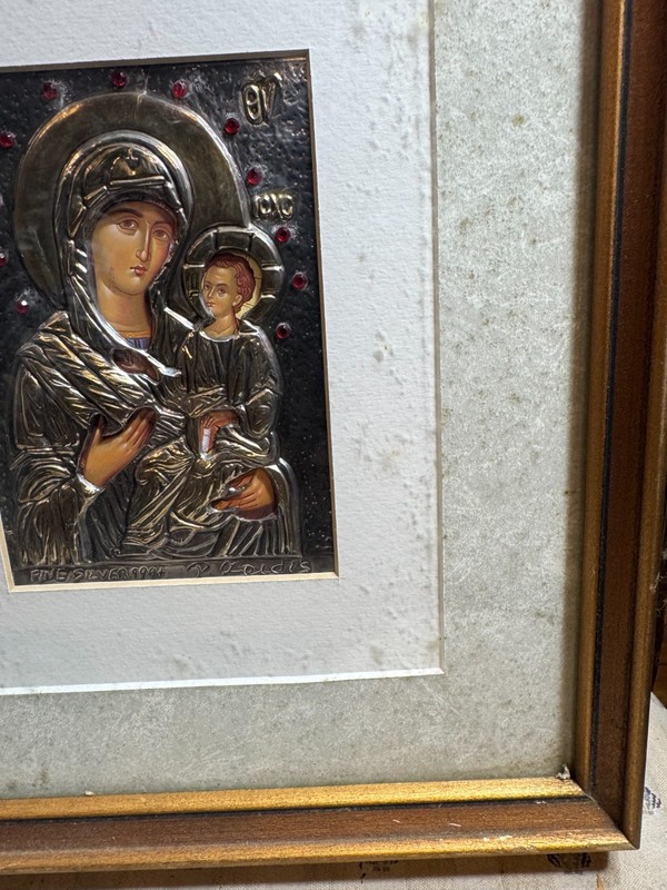 Peter Zoudis Madonna Directress Fine Silver 999+ 24k Gold Icon Framed COA gallery