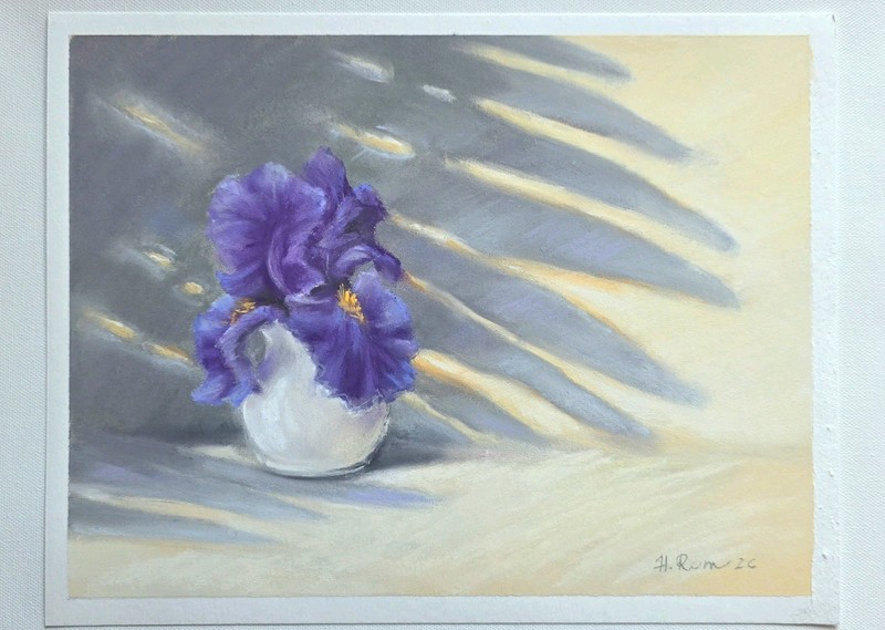 Pastel painting The Most Important Things in Life: Hope Original Art Purple Iris