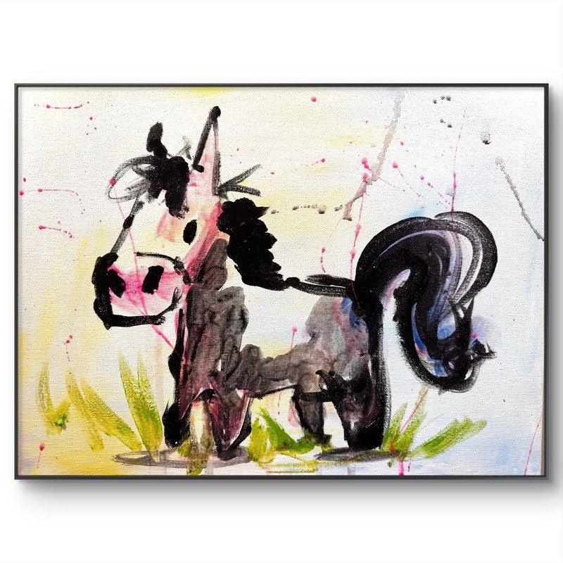 Original Expressionist Art 11×14 Pony Signed Nursery Cute Wall Home Decor 180