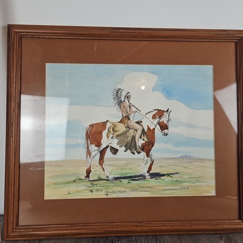 Rare KENNETH J. HURLEY “Young Warrior“ BUFFALO - signed limited Print 125 Of 190