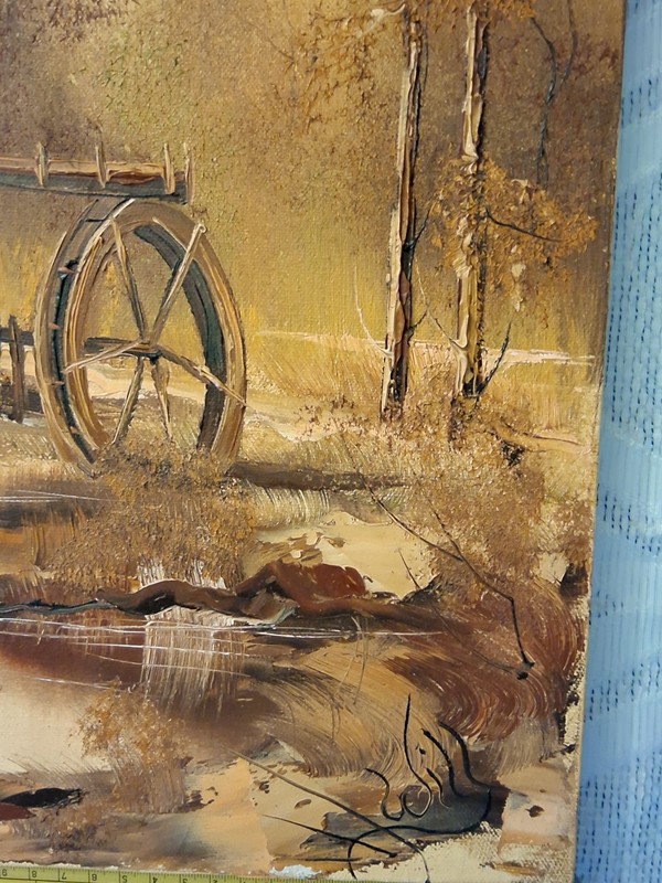 Rustic cabin in the woods very thick paint beautifully done signed Will gallery