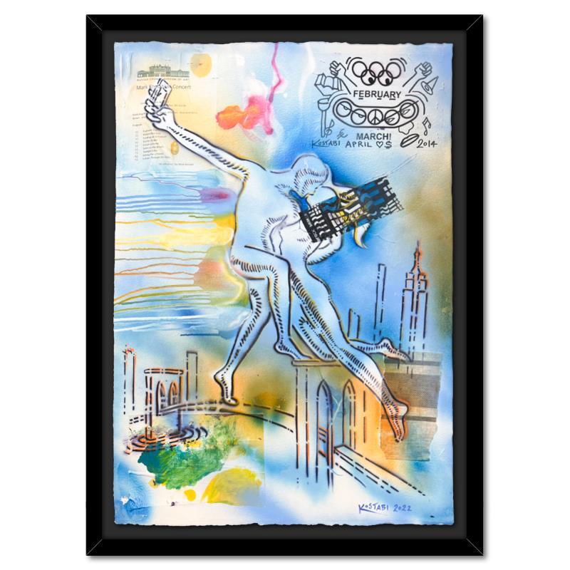 Mark Kostabi «Valentine’s Day Concert» Hand Signed Framed Original Art