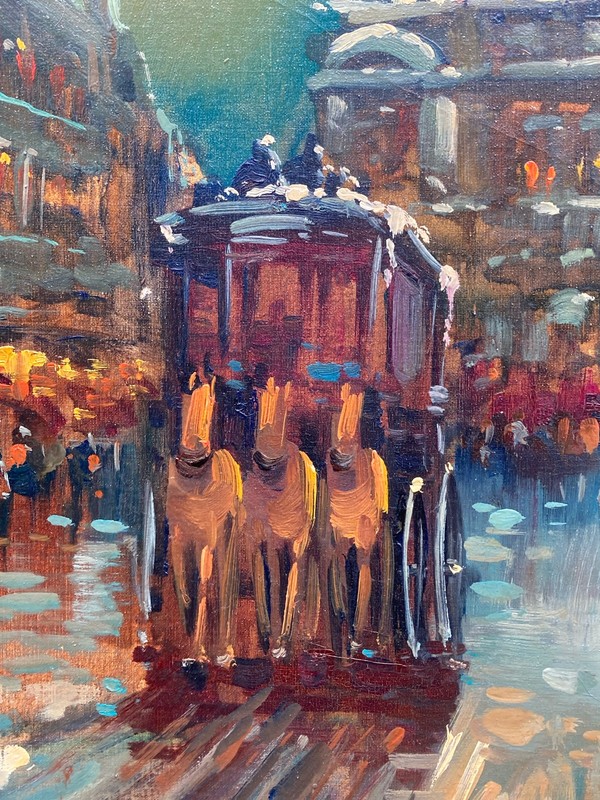 N. Romeo Signed Parisian Street Scene Painting gallery