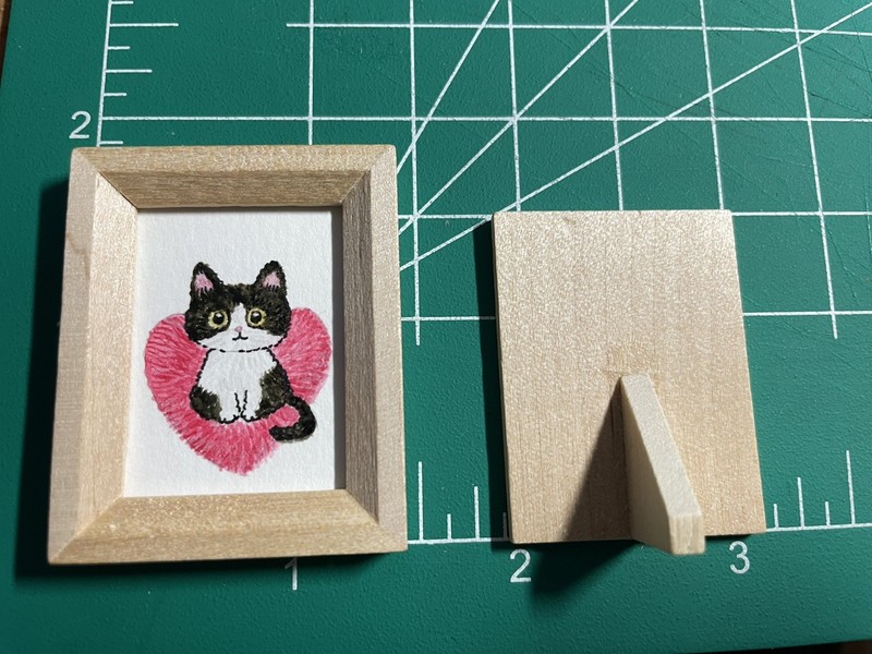 Original Mini Watercolor Black And White Cat Imitation Painting With Frame gallery