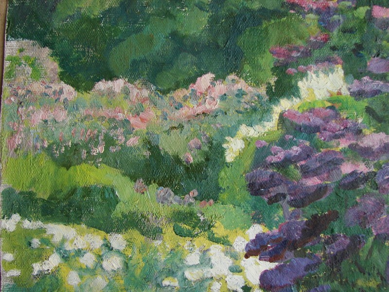 Ukrainian Soviet USSR Oil Painting impressionism lilac botanical garden Kyiv gallery