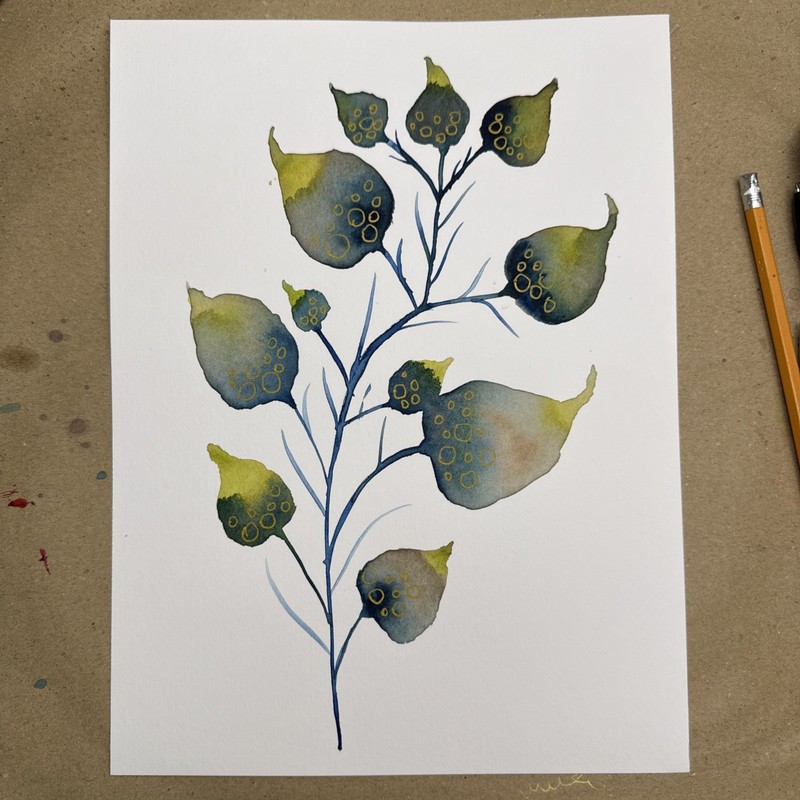 9 x 12 Original Floral Watercolor Painting On 140lb Hot Press Paper Signed