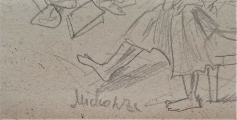 Gregoire Michonze (1902–1982), Pencil on Paper, Daily Life Scene , Signed gallery