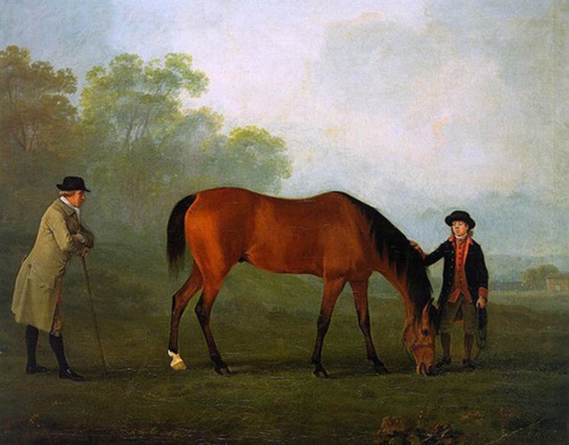 stunning oil painting handpainted on canvas- «two men and a horse»
