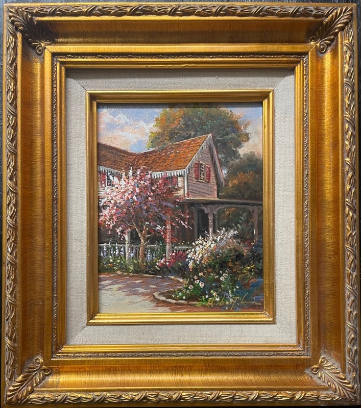 Robert Lui «Summer House» Hand Signed Framed Original Oil Flowers Art New!