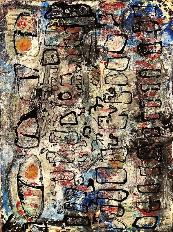 Expressionist Informel Original Painting 16 X 12. “ Warm Cues “