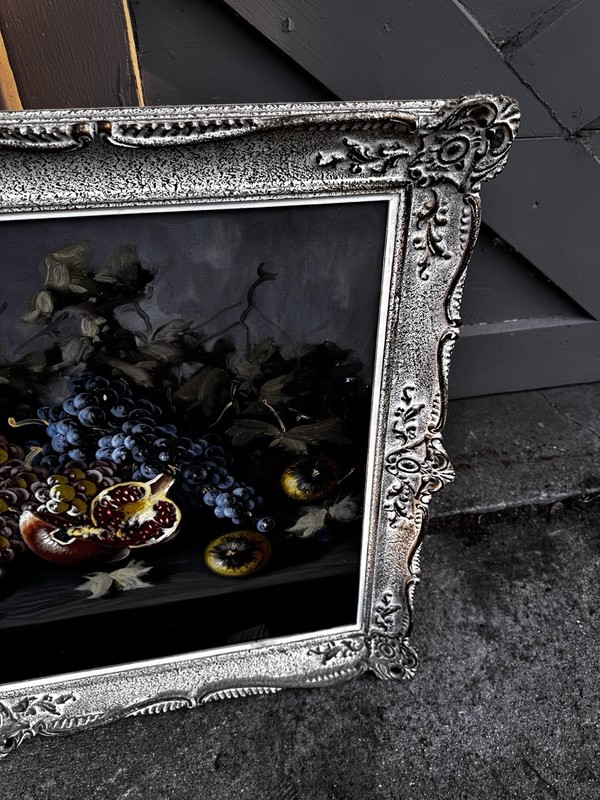 Large oil painting, still life with Fruit, signed J. Ros W/ Frame Gr1 gallery