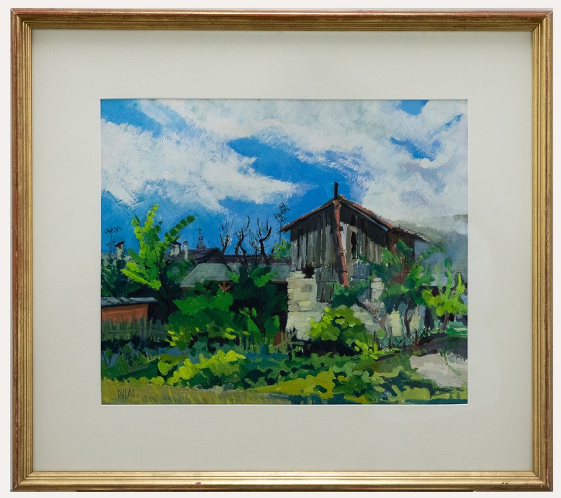 Jean Dulac (1902-1968) – Framed Mid 20th Century Gouache, House in the Orchard