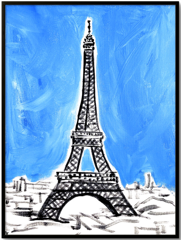 Paris Eiffel Tower Painting, Expressive Landscape Art 12×16