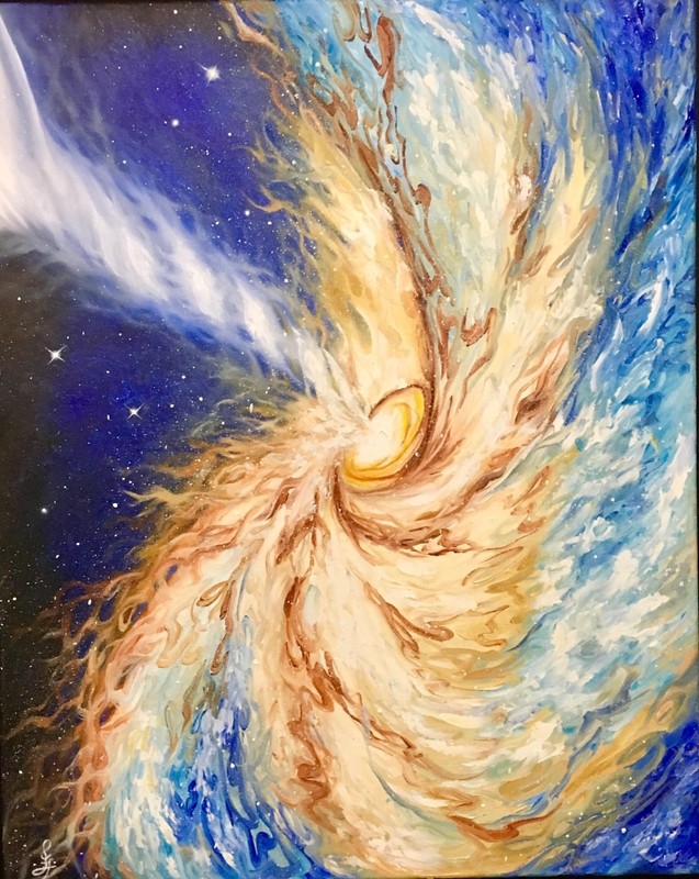“Twisted” Original Oil Painting galaxy black hole stars astronomy space scifi