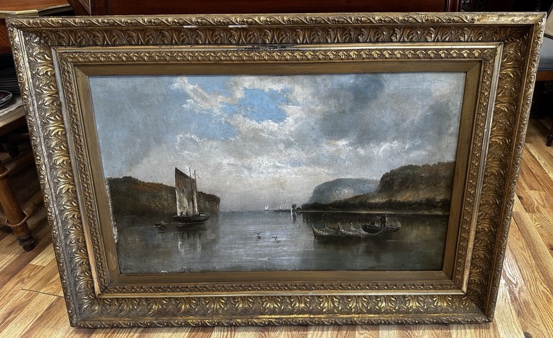 Estate 19th Century Oil Painting On Canvas Palisades of the Hudson American