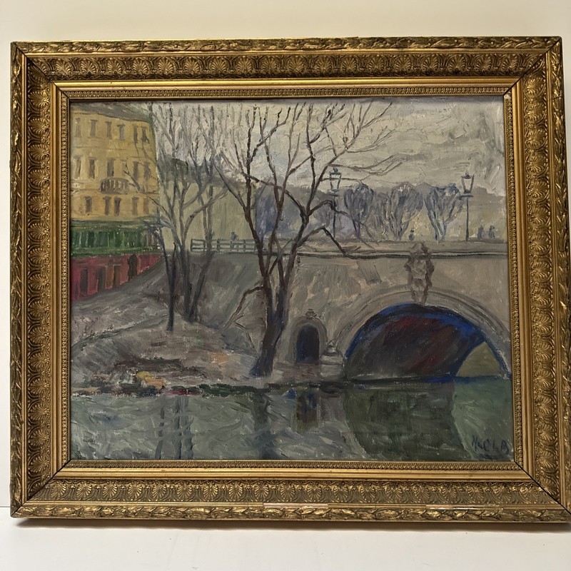 ANTIQUE PAINTING IMPRESSIONIST FRANCE FRENCH PARIS LANDSCAPE IMPRESSIONISM KOLB