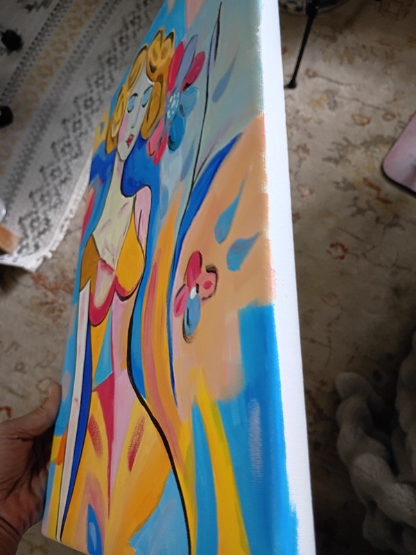 Whimsical Dreamer 12x16 Canvas Original Art Expressionism Woman Cubist Abstract gallery