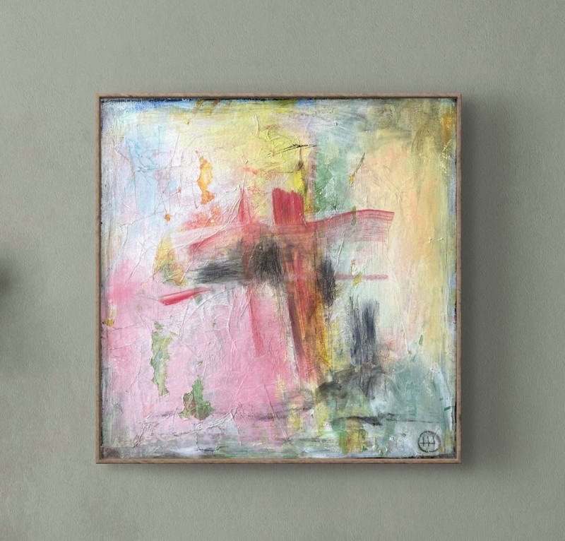 Hand Painted Colorful 12×12 Acrylic Canvas Decor Ready to Hang, Holly Hammond