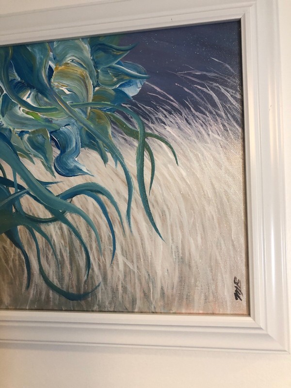 ‘Outfield’Flower Abstract Painting, Acrylic Medium Bouquet Hand Made And Signed. gallery