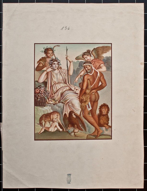 Heracles Telephos Augusteum Herculaneum Roman Wall Painting Gouache 19th century gallery